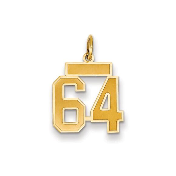 14k Yellow Gold Jersey Collection Small Number 64 Pendant